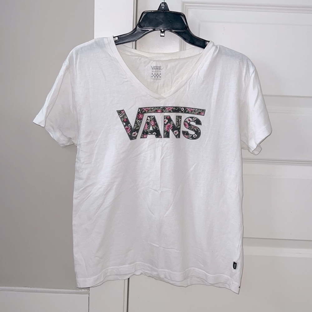 Vans white floral shirt